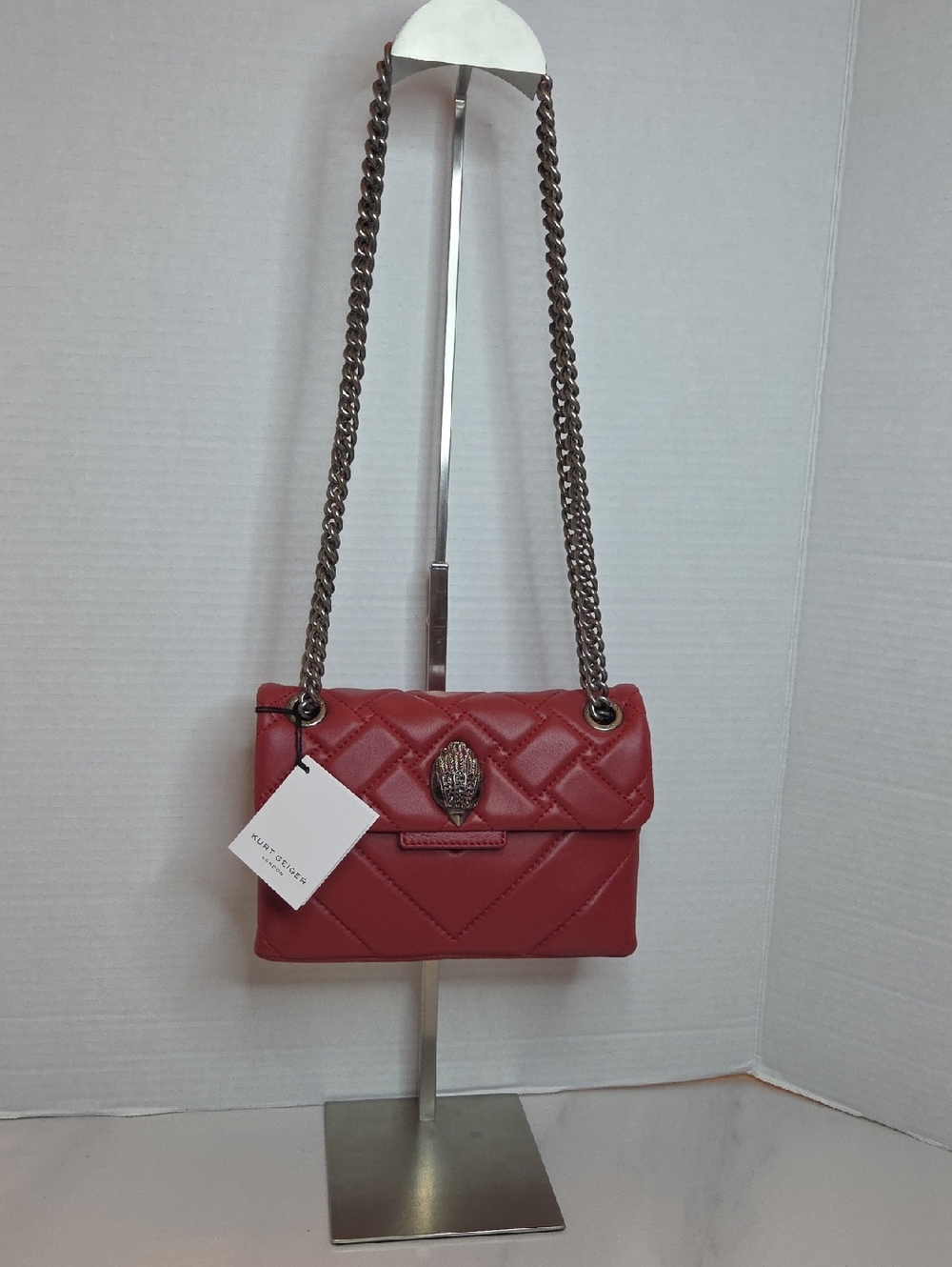 Kurt Geiger London Mini Kensington Leather Crossbody Bag In Red - New